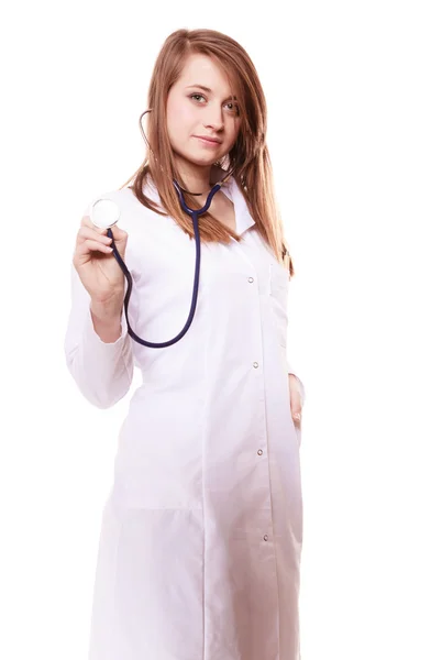 Doctor in lab coat with stethoscope — Stock Photo, Image