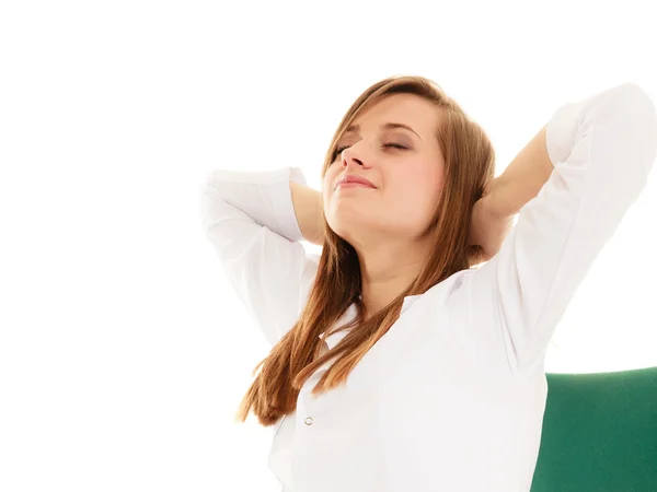 Overowrked tired doctor stretching — Stock Photo, Image