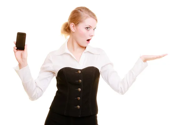 Businesswoman with phone showing blank — Stock Photo, Image