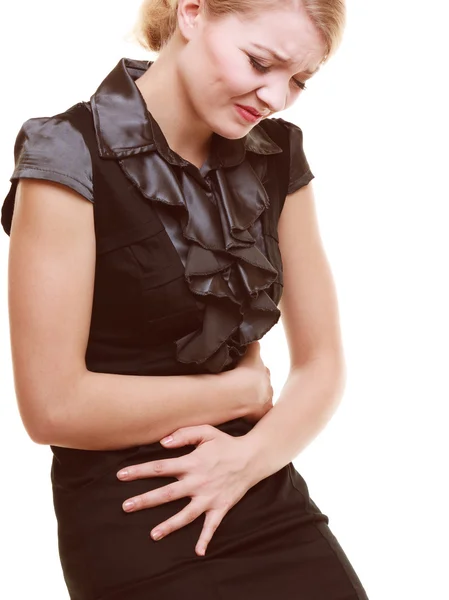 Mujer sufriendo de dolor de estómago — Foto de Stock