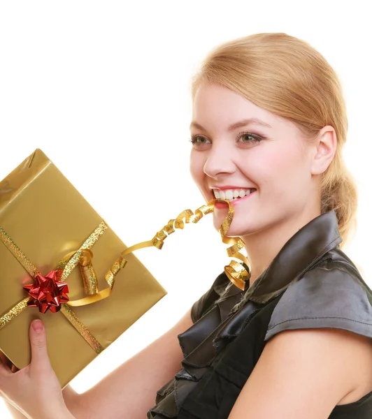 Girl with gift box — Stock Photo, Image