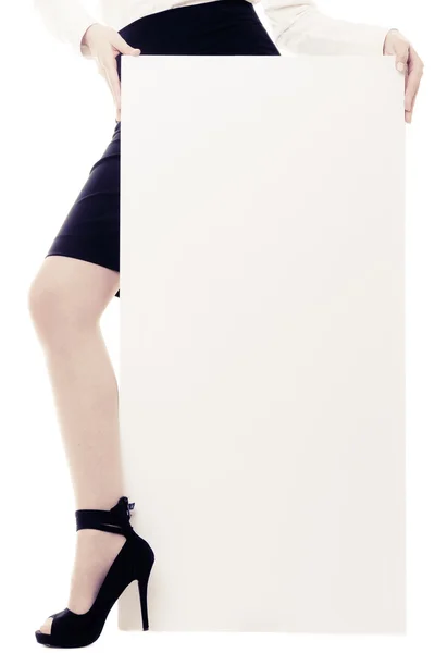 Banner a ženská noha — Stock fotografie