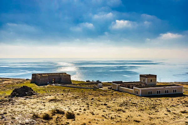 Seascape Com Fortificação Costeira Castelo Guardias Viejas Província Almeria Andaluzia — Fotografia de Stock