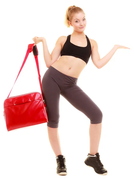 Sport. Fitness sporty girl in sportswear showing copy space — Stock Photo, Image