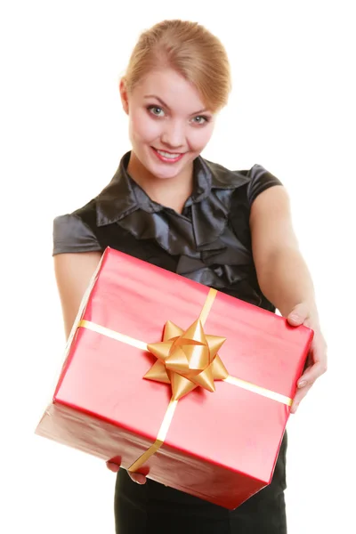 Holidays love happiness concept - girl with gift box — Stock Photo, Image