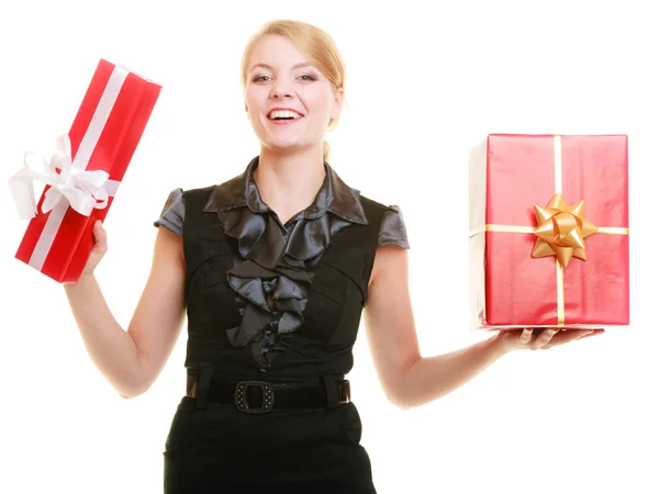 Holidays love happiness concept - girl with gift boxes — Stock Photo, Image