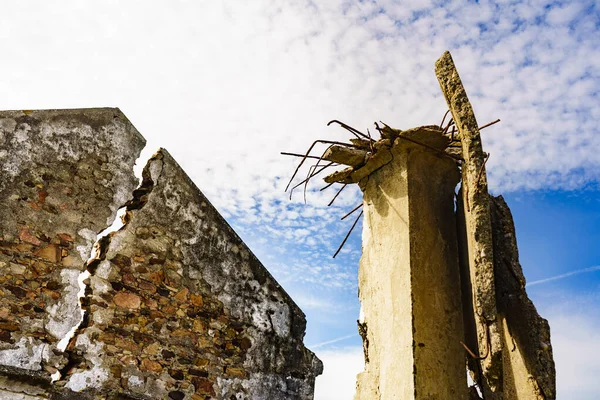 Bâtiment Ruine Maison Détruite Pendant Tremblement Terre — Photo