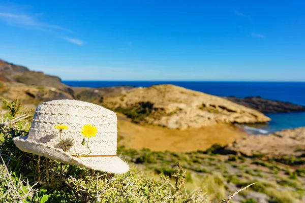 Sommarmössa Havskusten Kustlandskap Calblanque Park Murcia Spanien Vandring Aktiviteter Semestern — Stockfoto