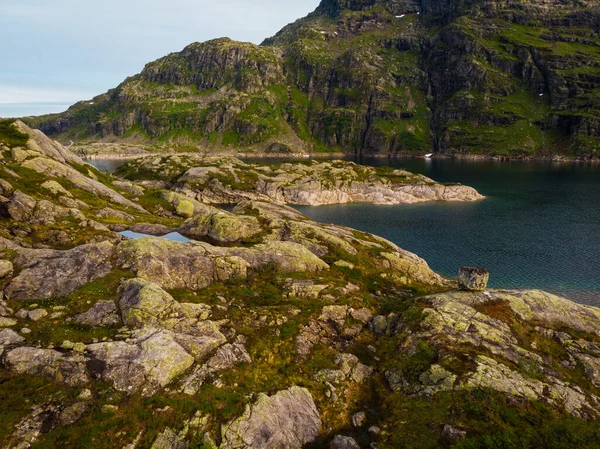Lakes Stone Rocky Mountains Norway Landscape Norwegian National Tourist Scenic — Stock Photo, Image