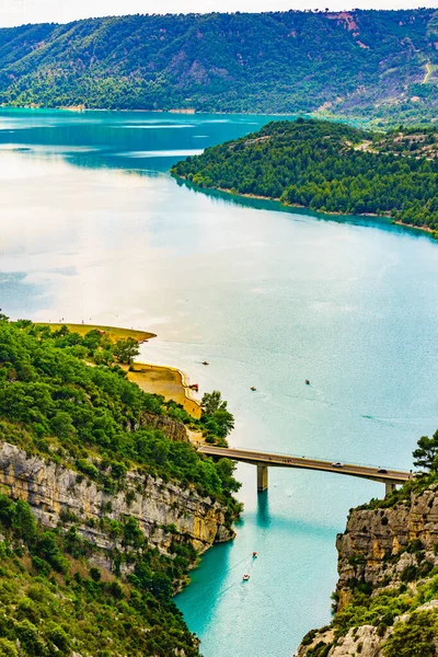 Γέφυρα Πάνω Από Λίμνη Sainte Croix Φαράγγι Verdon Στις Γαλλικές — Φωτογραφία Αρχείου