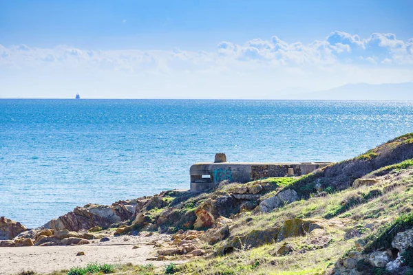 Meer Mit Kriegsbunker Strand Von Torrecarbonera Punta Mala Andalusien Spanien — Stockfoto