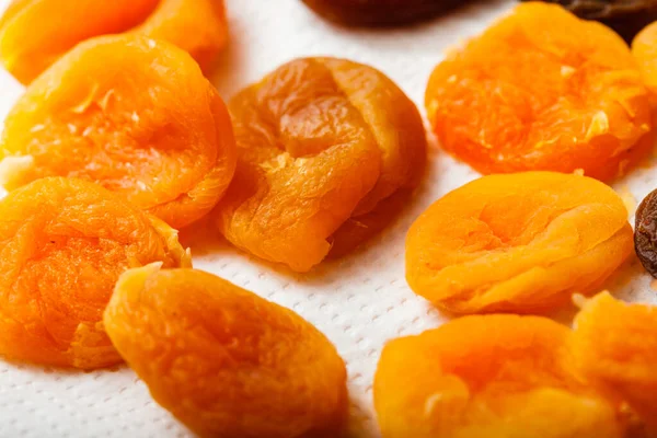 Food Concept Detailed Closeup Dried Apricots Different Shades Orange — Stock Photo, Image