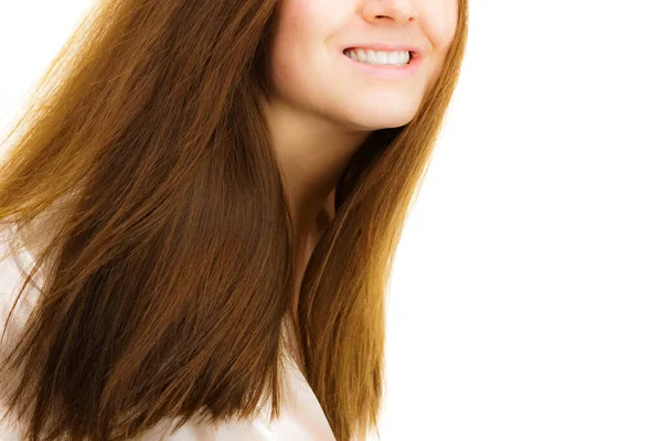 Young Woman Long Brown Hair Makeup Natural Beauty Purity Skincare — Stock Photo, Image