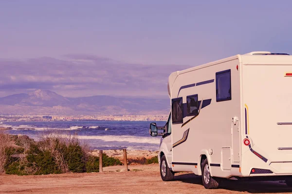 Caravan Mediterranean Coast Alicante City Distance Costa Blanca Spain Wild — Stock Photo, Image