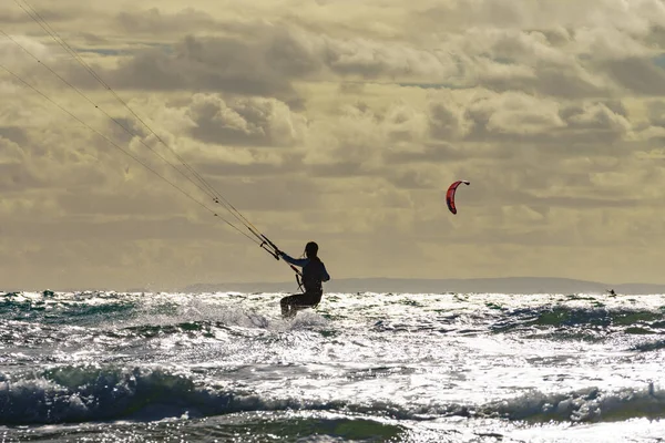 Kiteboarding Cerf Volant Action Tarifa Espagne Activité Sportive Les Gens — Photo