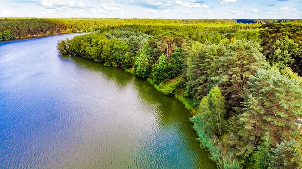 Luchtfoto Meer Groen Bos Tuchola Nationaal Park Polen Zomer Landschap — Stockfoto