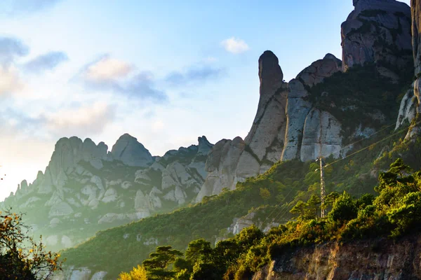 Гірський Хребет Монсеррат Біля Барселони Каталонії Скелястий Пейзаж Туристична Привабливість — стокове фото