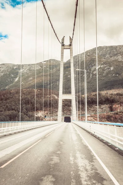 Asma Köprü Norveç Arabadan Görüntüleyin Norveç Altyapı — Stok fotoğraf