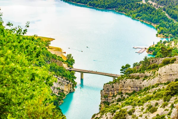 Sainte Croix Gölü Üzerindeki Köprü Fransız Alpleri Ndeki Verdon Gorge — Stok fotoğraf