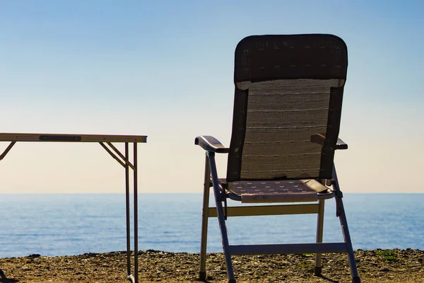 Spanya Nın Sahil Kıyısında Turizm Masası Sandalye — Stok fotoğraf