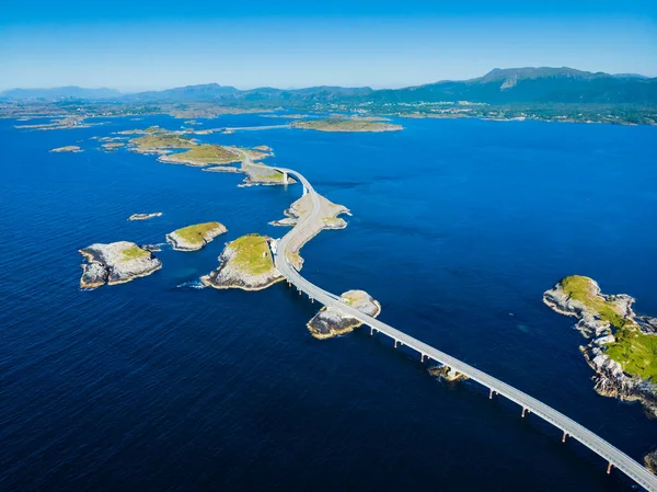 Vista Aérea Puente Carretera Atlántico Mundialmente Famoso Atlanterhavsvegen Noruega Europa — Foto de Stock