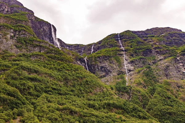 Kjelfossen Waterfalls Kjell Falls Seen Gudvangen Village Sogn Fjordane Norway — Stock Photo, Image