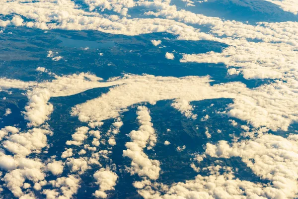 Pohled Letadla Mraky Norské Fjordy Krajiny Letadla Létající Nad Norskem — Stock fotografie