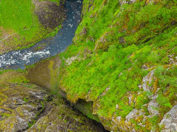 Top View River Green Summer Mountains Mabodalen Valley Norway National — Photo
