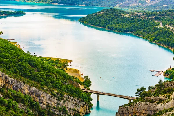 Γέφυρα Πάνω Από Λίμνη Sainte Croix Φαράγγι Verdon Στις Γαλλικές — Φωτογραφία Αρχείου