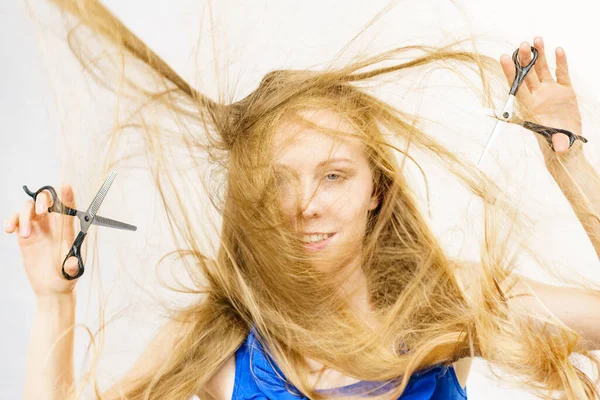 Corte Pelo Peinado Concepto Cuidado Del Cabello Chica Con Pelo —  Fotos de Stock