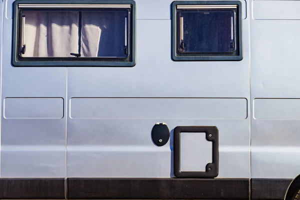 View Side Campervan Recreation Vehicle Windows Toilet Exterior Service Door — Fotografia de Stock