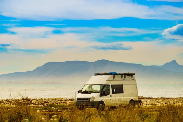 Camper Van Recreational Vehicle Mediterranean Coast Spain Camping Nature Vacation — Φωτογραφία Αρχείου