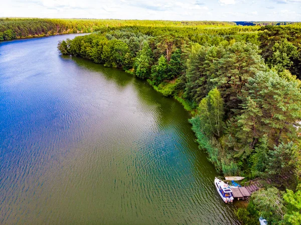 Luchtfoto Van Boot Jacht Het Meer Kust Zomer Nationaal Park — Stockfoto