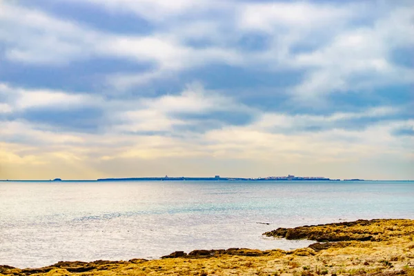Paisagem Marinha Manhã Ilha Tabarca Horizonte Santa Pola Província Alicante — Fotografia de Stock