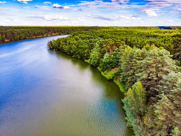 Vista Aerea Lago Foresta Verde Nel Parco Nazionale Tuchola Polonia — Foto Stock