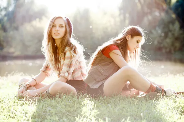 two girlfriends outdoor