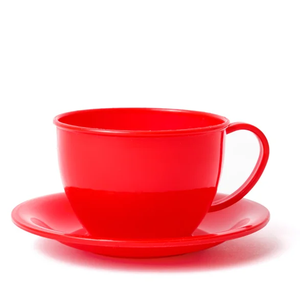 Tazza rossa sul piattino — Foto Stock