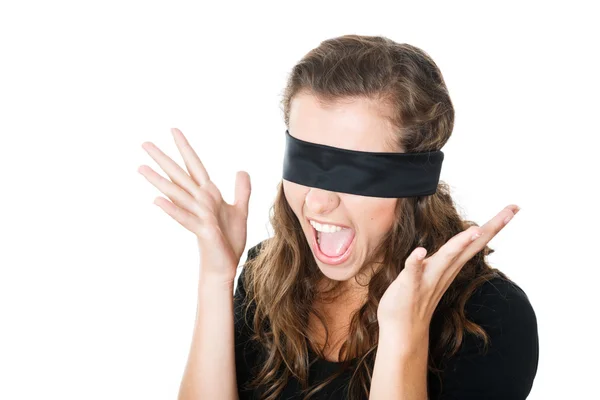 Jonge vrouw met blinddoek — Stockfoto