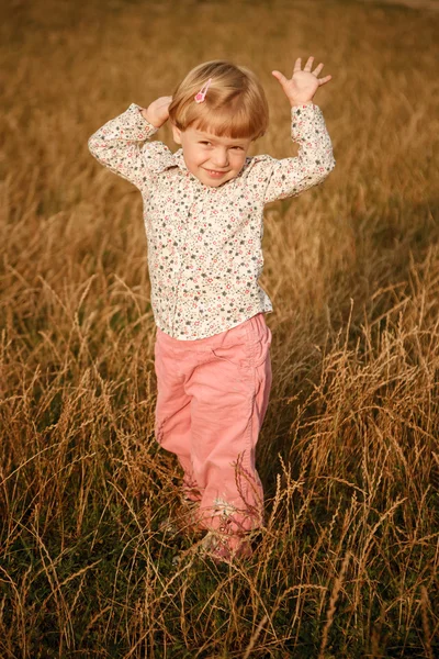 Little girl in the field — Stock Photo, Image