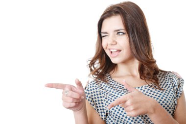 young female pointing sideways clipart