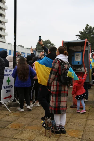 Manifestación Apoyo Ucrania Pueblo Ucraniano Contra Guerra Bulgaria —  Fotos de Stock