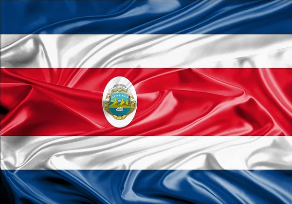 Costa Rica Flag Satin — Stock Photo, Image