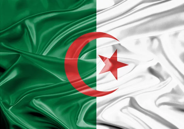 Algerien Flagge Satin — Stockfoto
