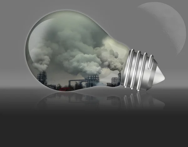 Glühbirnenfabrik und Smog lizenzfreie Stockbilder