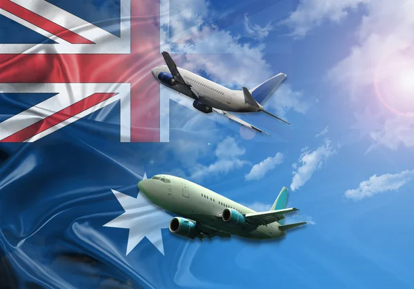 Austrália Voo e bandeira — Fotografia de Stock