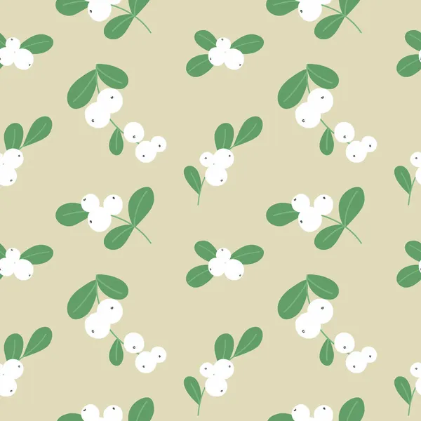 Botanical Seamless Pattern Snowberry Hand Drawn Cover Background Wrapping Paper — Stock Vector