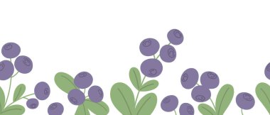 Böğürtlenli yabanmersini dallarının kusursuz botanik sınırı. Vektör illüstrasyonu.