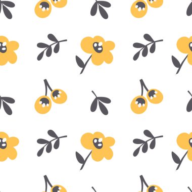 Kusursuz desenli, sarı çiçekli Boho tarzı, klasik. Parmak izi, kumaş, ambalaj kağıdı, kolaj, kapak ve blog için mükemmel bir örnekleme