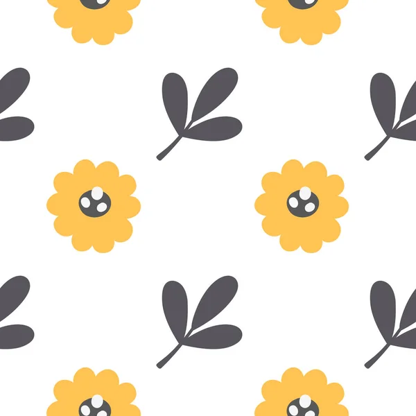 Seamless Pattern Yellow Flowers Style Boho Vintage Vector Illustration Perfectly — Stock Vector