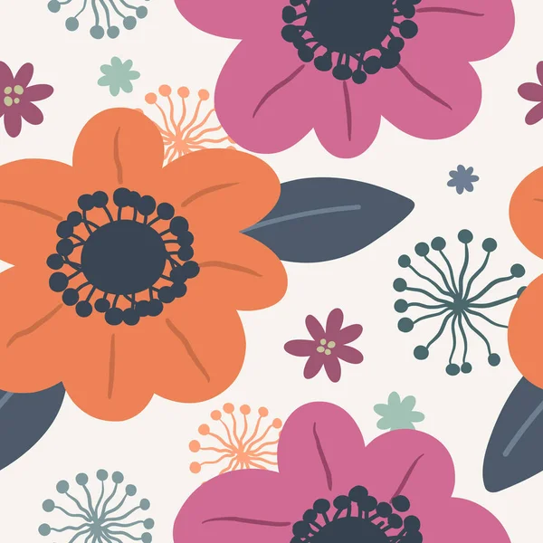 Patrón Floral Vector Sin Costuras Con Hojas Fondo Botánico Brillante — Archivo Imágenes Vectoriales
